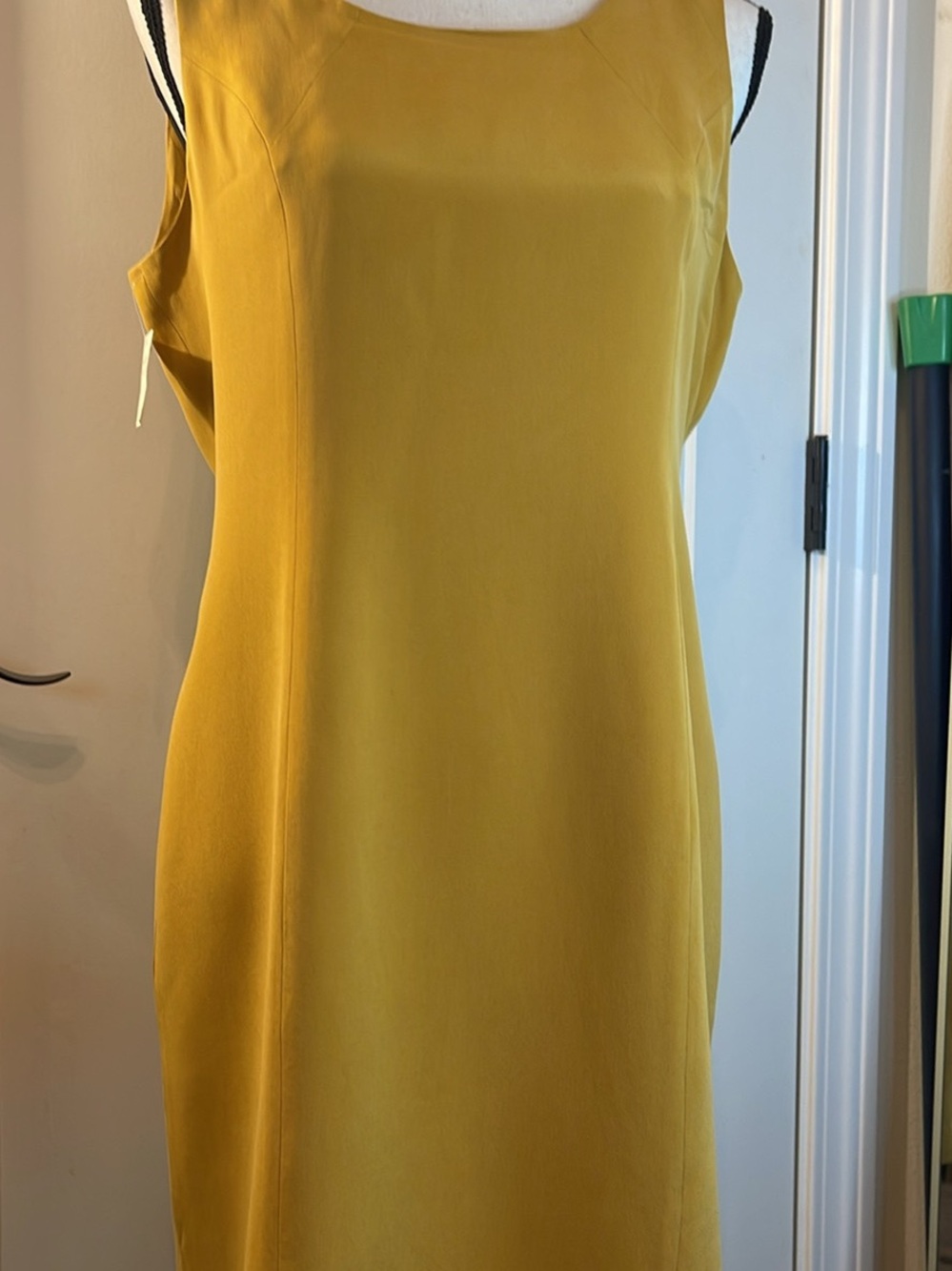 Sleeveless Midi Shift Dress in Mustard Yellow